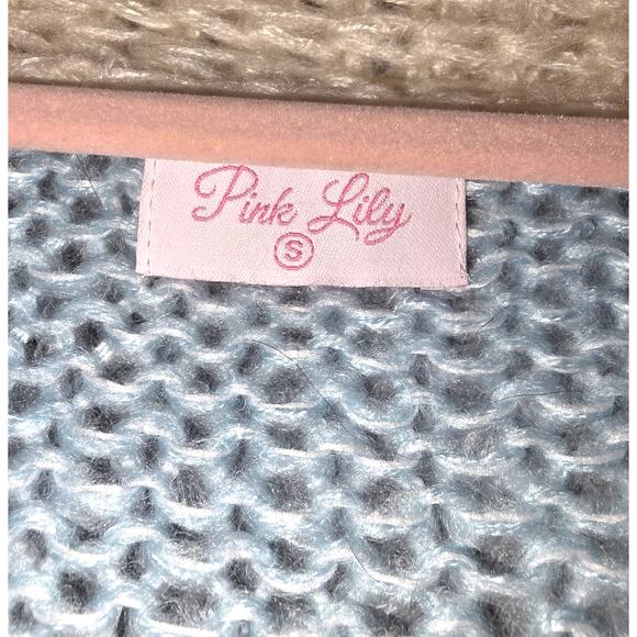 PINK LILY Size Small Striped Button Front Oversized Knit Cardigan - Picture 3 of 3